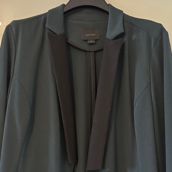 Classic Open-Front Women's Blazer Jacket in Dark Green and Black - Picture 6 of 8